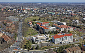 Aerial view of Trinity Washington University campus in Northeast DC — representing local educational institutions supported by Bliss Products and Services.