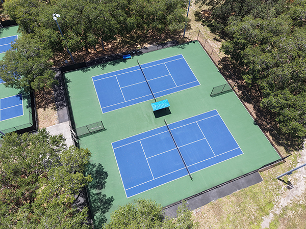 Aerial view of tennis courts at Rolling Oaks Park in Miami Gardens, Florida, part of the City’s GO Bond park improvements.