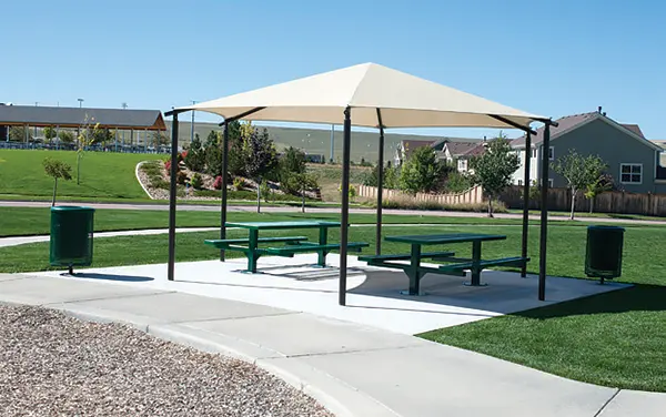 Shade structures and trash receptacles in Winchester, VA (City)