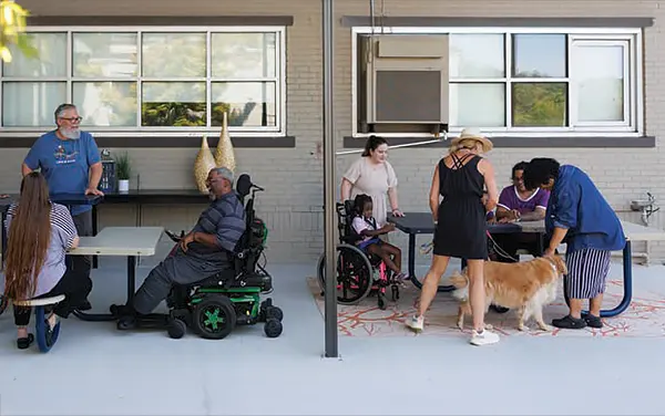 Inclusive Connections table to accommodate wheelchairs for ADA site furnishings in Putnam County