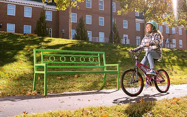 Huntington hexagon-back park bench in Clarke Alabama.