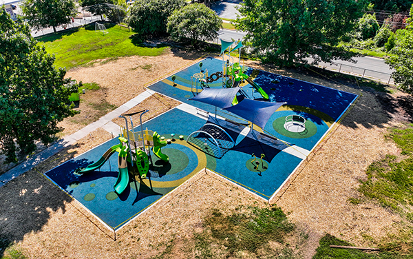 Ek-Powe-3 Aerial night view of Hillsboro, Virginia in Loudoun County – supported by Bliss Products and Services with inclusive playground and outdoor recreation solutions.