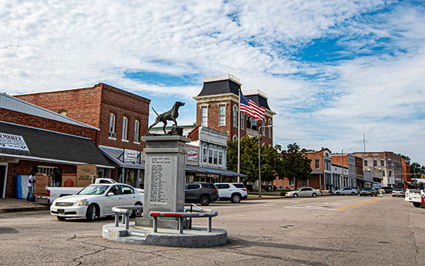 Union Springs downtown with the bird dog monument, Bullock County, Alabama, Bliss Products and Services