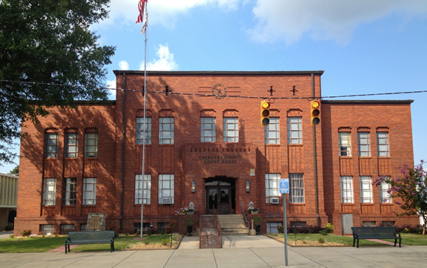 Cherokee County Courthouse in Centre, Alabama with brick facade and front entrance, Bliss Products and Services