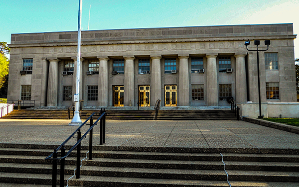 Elmore County Courthouse in Wetumpka, Alabama, with columned facade and broad steps. Used by Bliss Products and Services.