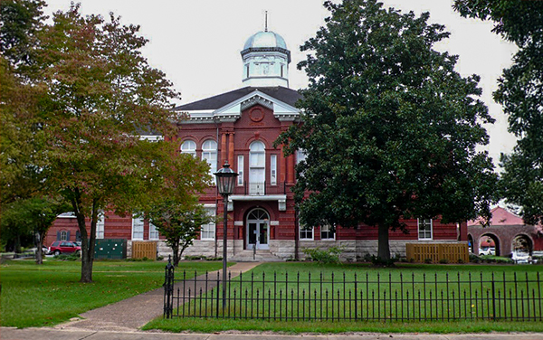 Sumter County Courthouse, Livingston, Alabama — historic brick courthouse, for Bliss Products and Services.