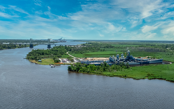 Battleship North Carolina on the Cape Fear River in Wilmington, New Hanover County, available from Bliss Products and Services.