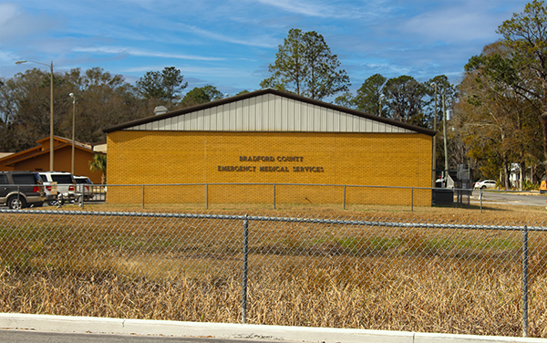 Bradford County Emergency Medical Services building in Starke, Florida, representing local public services.
