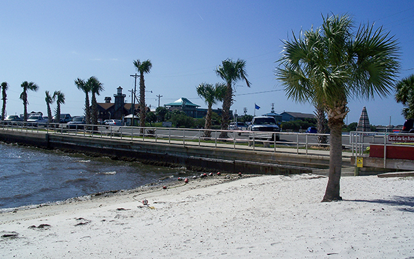 Waterfront view along Dock Street in Cedar Key, Florida, representing Levy County coastal recreation and community spaces.