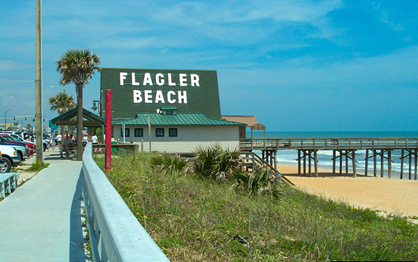 Flagler Beach Pier and oceanfront along A1A in Flagler County, Florida