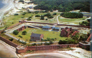 Aerial view of Fort Clinch State Park in Fernandina Beach, Nassau County, Florida