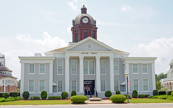 Appling County Courthouse in Baxley, Georgia, representing Appling County for Bliss Products and Services.