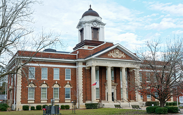 Bleckley County Courthouse in Cochran, Georgia, representing the county seat and civic spaces in Bleckley County.