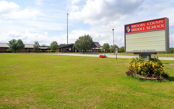 Brooks County Middle School in Quitman, Georgia, representing school campus facilities in Brooks County.