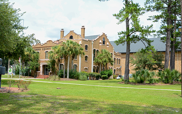 Camden County Courthouse in Woodbine, Georgia, representing the county seat and civic spaces in Camden County.