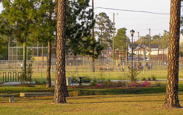 Downtown ball fields in Statesboro, Georgia, showing public recreation space and athletic fields in Bulloch County.