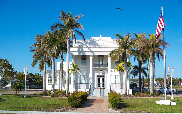 Former Collier County courthouse now used as Everglades City Hall in Florida