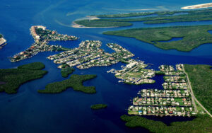 Aerial view of Isles of Capri and coastal waterways in Collier County, Florida