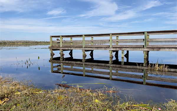 Dock on Lake Deaton in Wildwood, Sumter County, Florida.