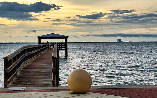 View from Space View Park in Titusville toward Kennedy Space Center across the Indian River in Brevard County, Florida.