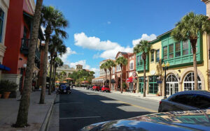 Spanish Springs street scene in The Villages, Florida.