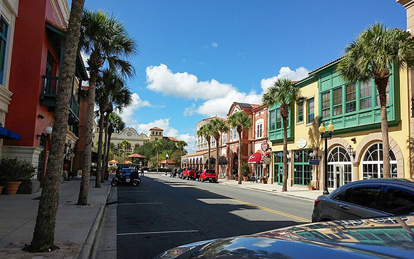 Spanish Springs street scene in The Villages, Florida.