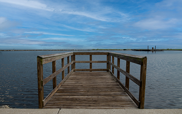 Waterfront pier and bay view in St. Petersburg, Pinellas County, Florida.