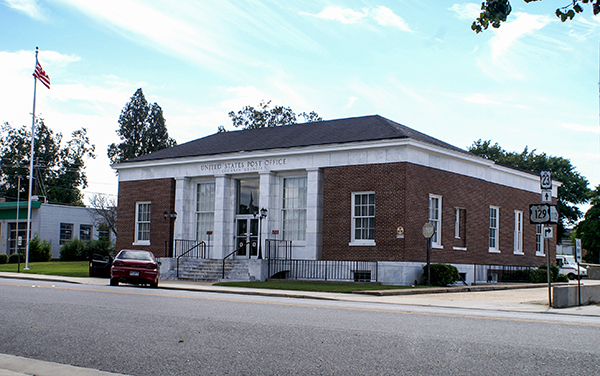 US Post Office in Cochran, Georgia, a public building representing civic spaces in Bleckley County.