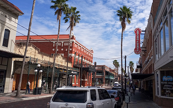 7th Avenue street scene in Ybor City, Tampa, Hillsborough County, Florida.