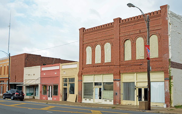 Historic red-brick storefronts along Main
Street in the Ashburn Commercial Historic
District, Ashburn, Georgia