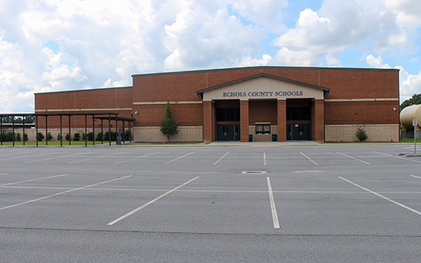 Echols County School Gymnasium and covered walkway in Statenville, Georgia