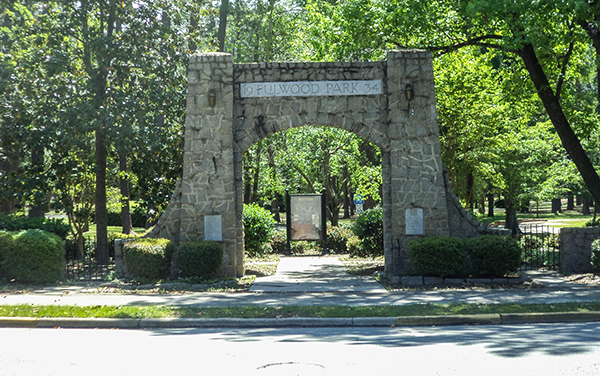 Stone entrance arch at Fulwood Park in Tifton, Georgia