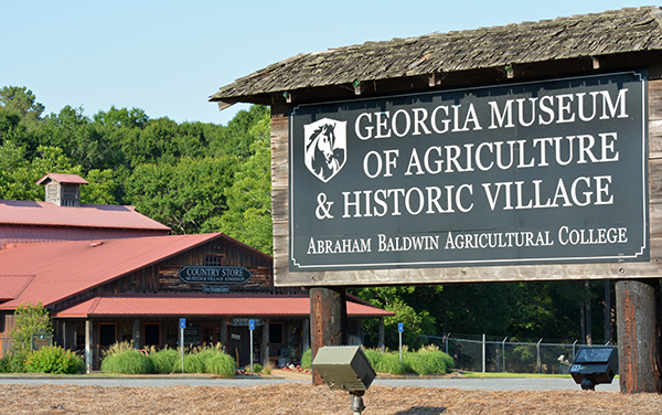 Georgia Museum of Agriculture and Historic Village entrance sign in Tifton, Georgia
