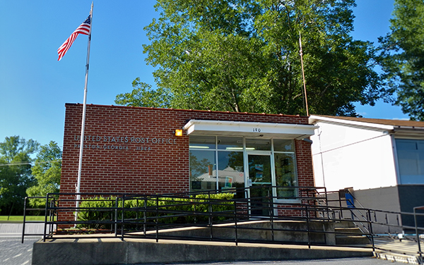 The brick United States Post Office in
Preston, Georgia, the county seat of Webster
County, with an American flag out front
