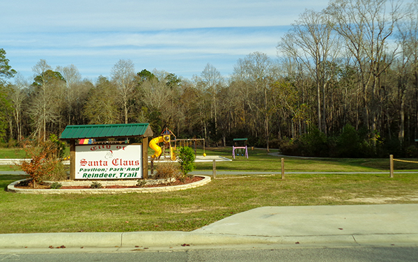 Santa Claus Park sign and playground in Toombs County, Georgia