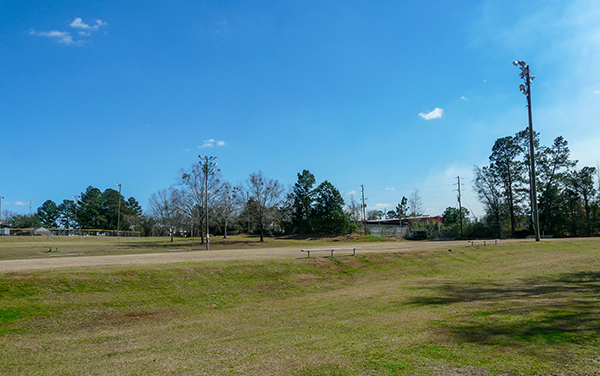 Open football field with sports lighting at Spring Creek Park in Colquitt, Miller County, Georgia