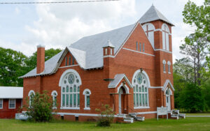 Historic red-brick Stillmore United Methodist Church in Emanuel County, Georgia