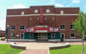Brick exterior and marquee of Theatre Dublin in downtown Dublin, Laurens County, Georgia