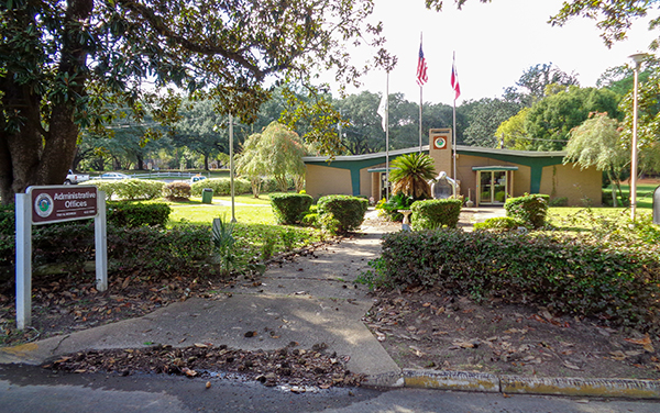 Administrative offices and landscaped grounds at Tift Park in Albany, Georgia