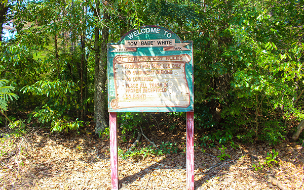 Welcome sign at Tom White Linear Park in Moultrie, Colquitt County, Georgia