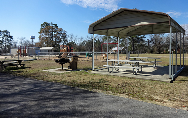 Picnic shelter, tables and playground at Ty Ty Park in Tift County, Georgia