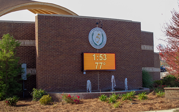 Vidalia sign and fountain behind the amphitheater in Toombs County, Georgia