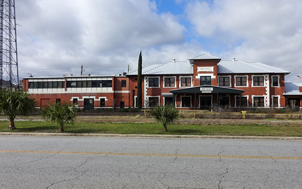 The historic red-brick Waycross Rail Depot in Waycross, Georgia, an early-1900s railroad passenger station