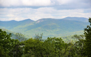 Cedar Mountain and surrounding forested ridges viewed from Chestatee Overlook in Lumpkin County, Georgia.