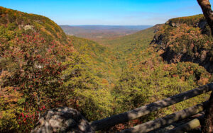 Cloudland Canyon State Park overlook in Dade County, Georgia, showing mountain views, trails, and outdoor recreation space.