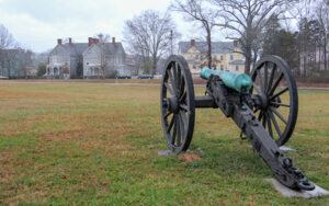 Cannon at Fort Oglethorpe viewed from Chickamauga and Chattanooga National Military Park in Georgia
