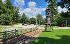 Pine Mountain Gold Museum tracks and water tower in Villa Rica, Georgia