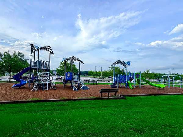 Wide view of the playground at Princess Anne Athletic Complex in Virginia Beach, Virginia